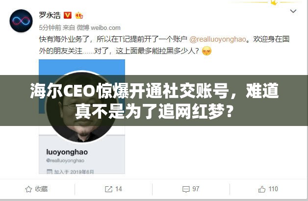 海尔CEO：开通账号不是为了成为网红